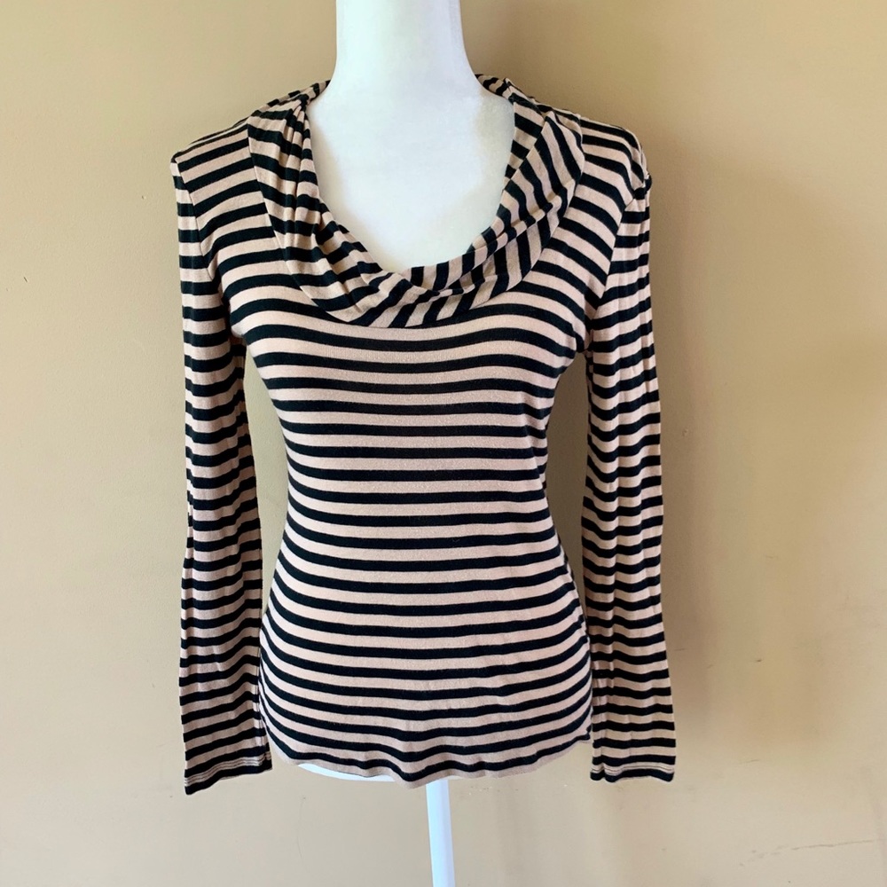 Old Navy Black and Tan Striped Long Sleeve Top